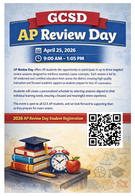 GCSD AP Review Day Information Flyer